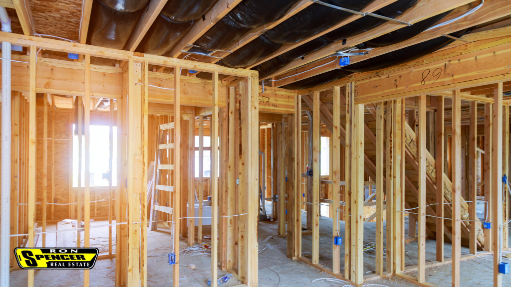The wood bones of a house being built
