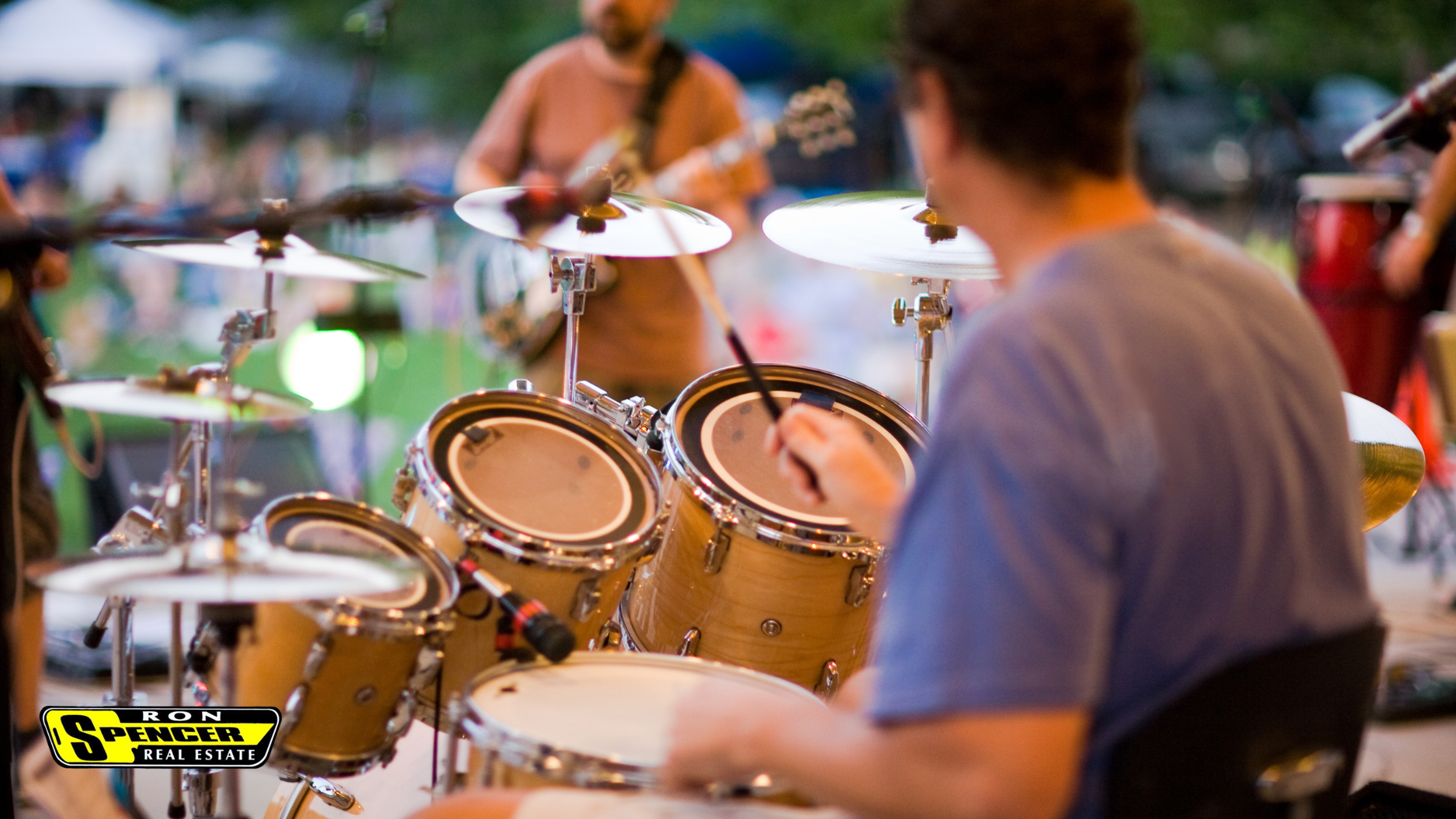 summer outdoor concert man playing drums