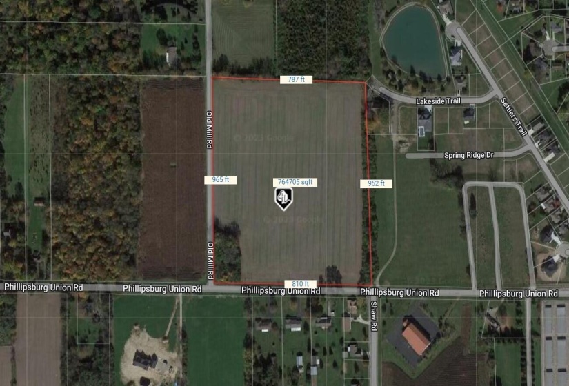 Aerial of Acreage with Dimensions - Crop