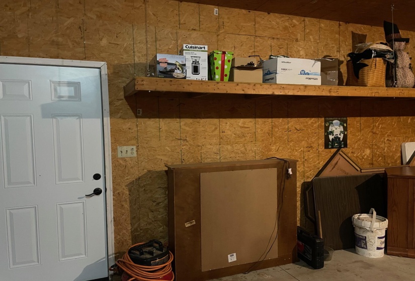 Garage interior & door to house