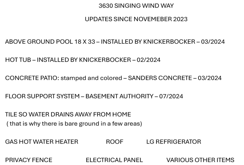 UPDATES 3630 SINGIN WIND WAY 2 SLIDE