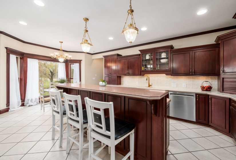 Custom cabinets in the eat-in kitchen