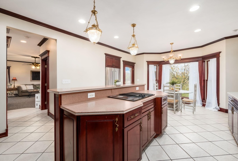 Custom cabinets in the eat-in kitchen