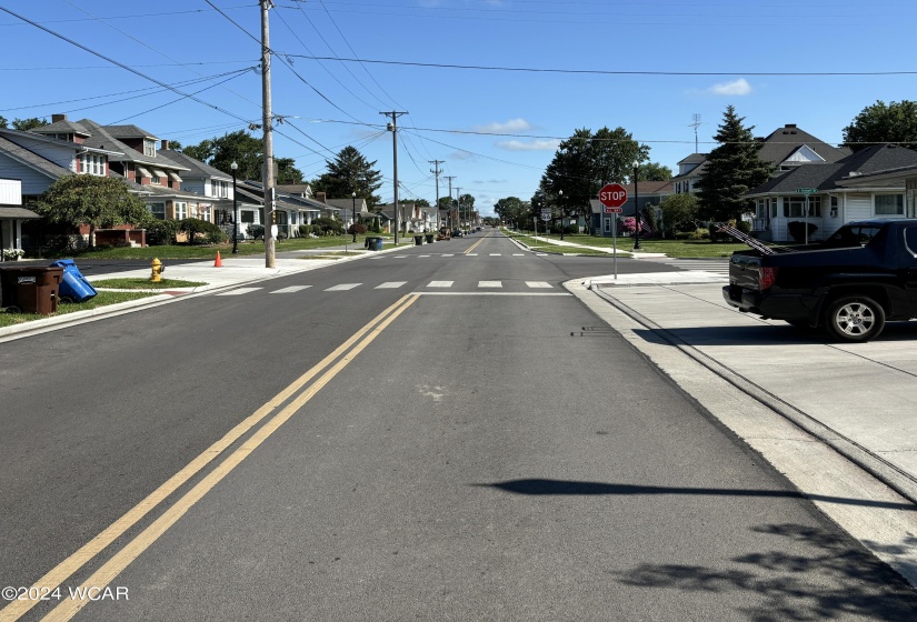 State Route turns away just 1 block north