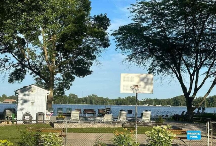 Pool has view of the lake
