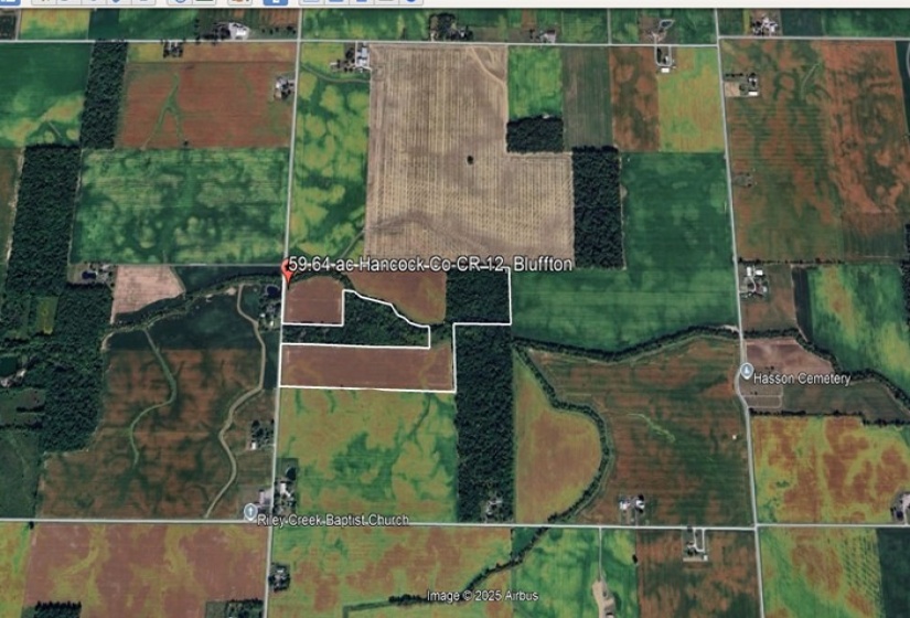 Aerial view of 59.64 ac Hancock CO