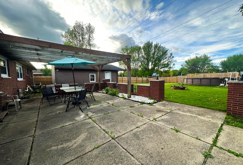 back yard patio and yard