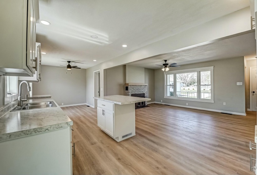 Kitchen view to living room