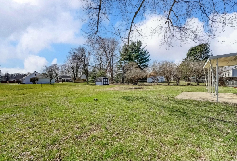 Large fenced backyard