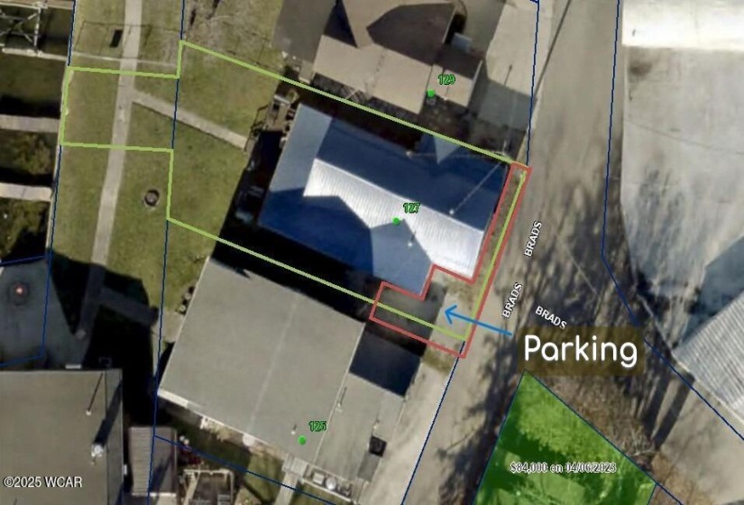 Parking outlined in red