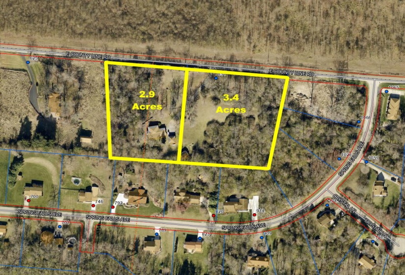 GIS Aerial with lot lines & acreages