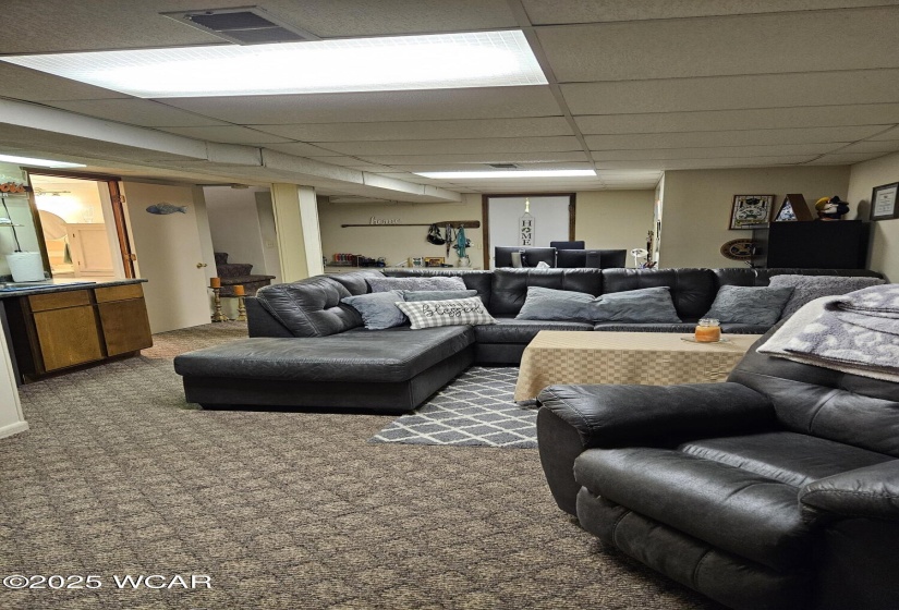 Family room in basement